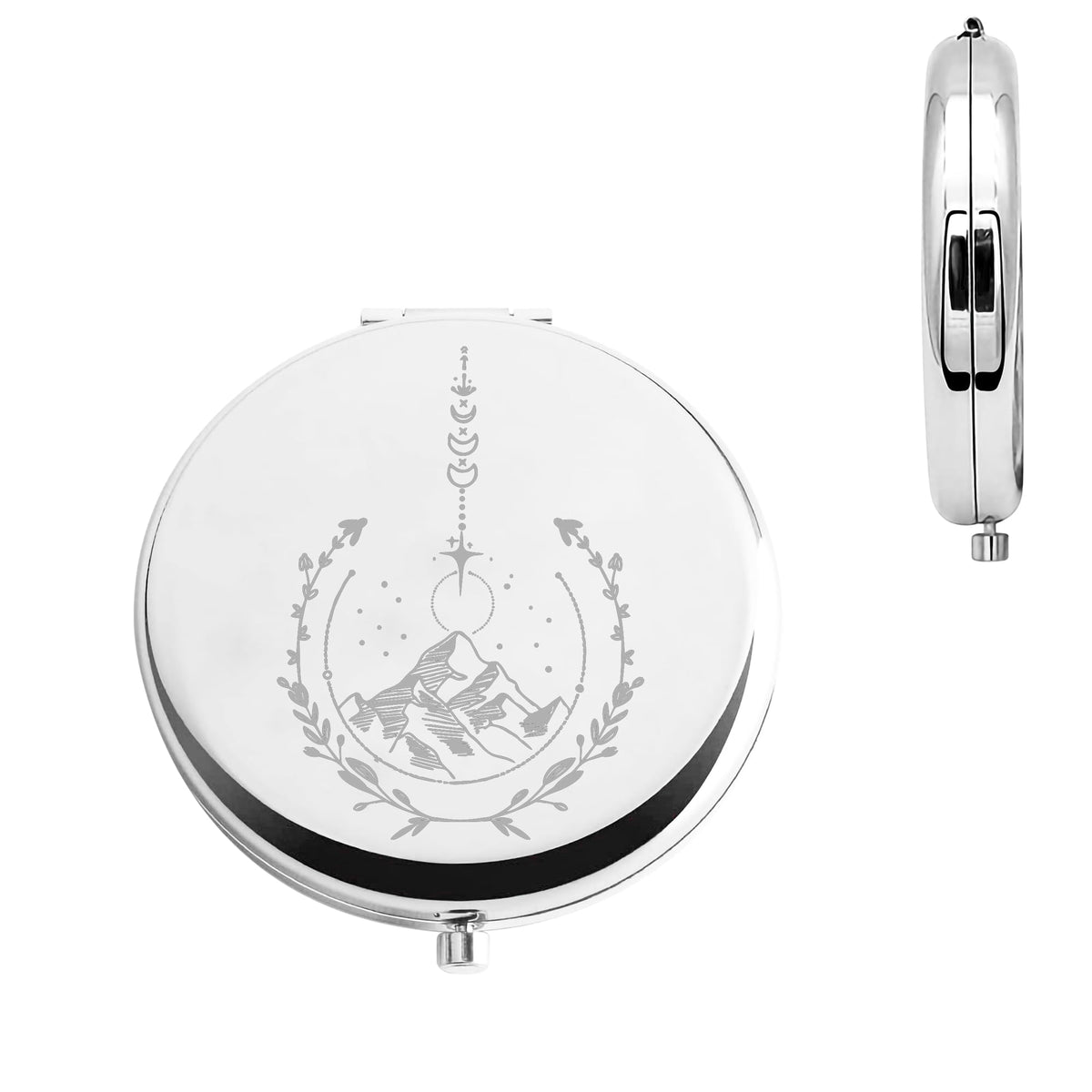 Cmnim Acotar Compact Makeup Mirror - City Of Starlight Silver, Rose Gold Jewelry Gift For Book Nerds