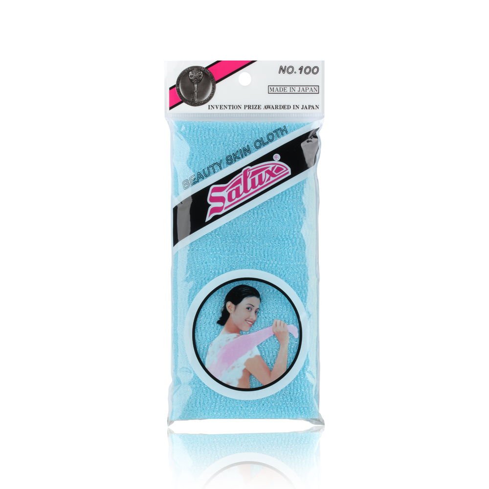 Salux Nylon Japanese Bath Wash Cloth/Towel - Blue, 1 Count, Soft Skin Care Essential