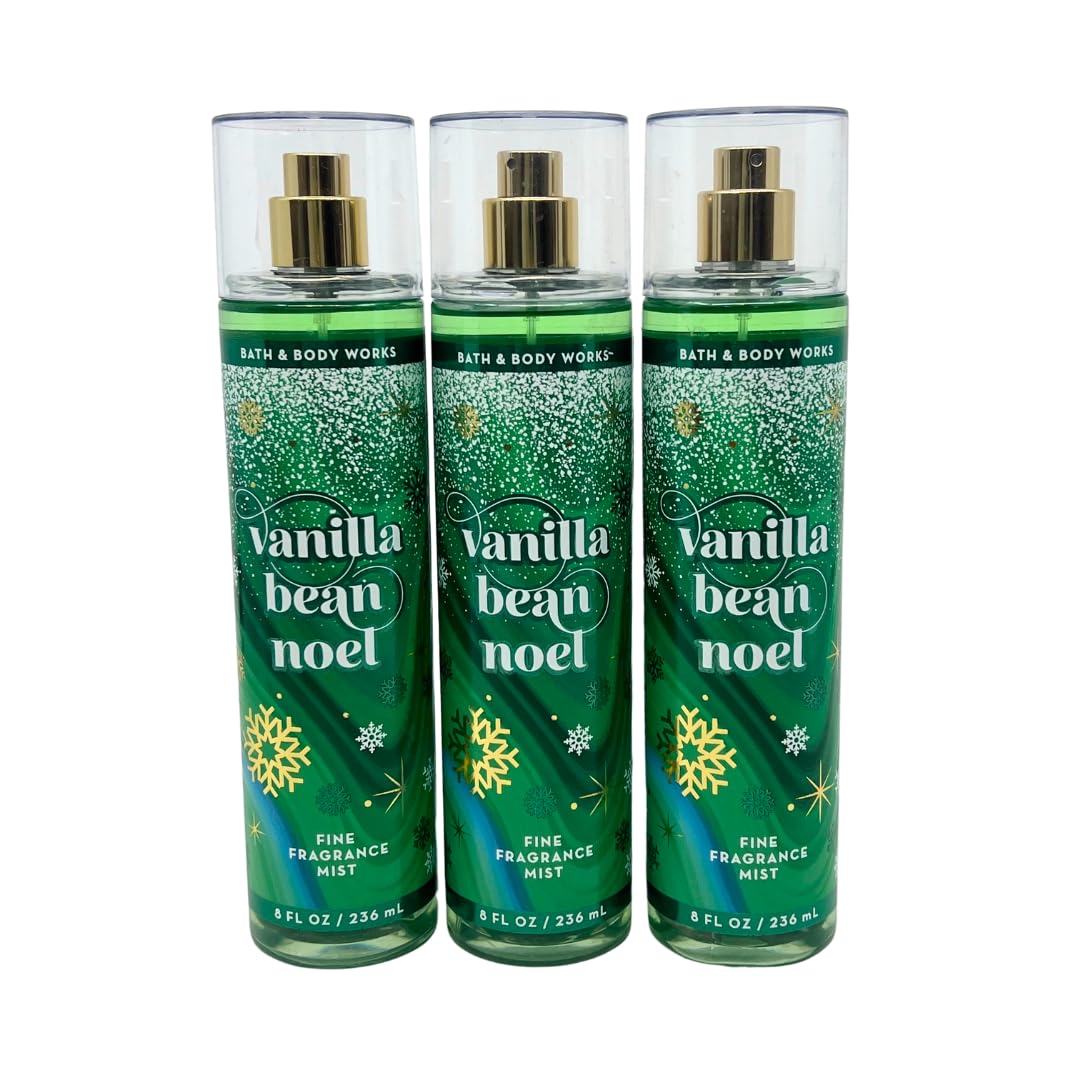 Bath & Body Works Vanilla Bean Noel Mist 8Oz - Set Of 3 Fine Fragrance Sprays