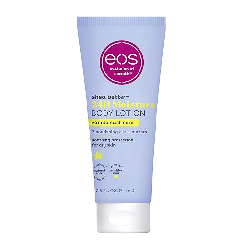 Eos 24H Moisture Body Lotion, Vanilla Cashmere, Travel Size, 2.5 Fl Oz, Essential Toiletries