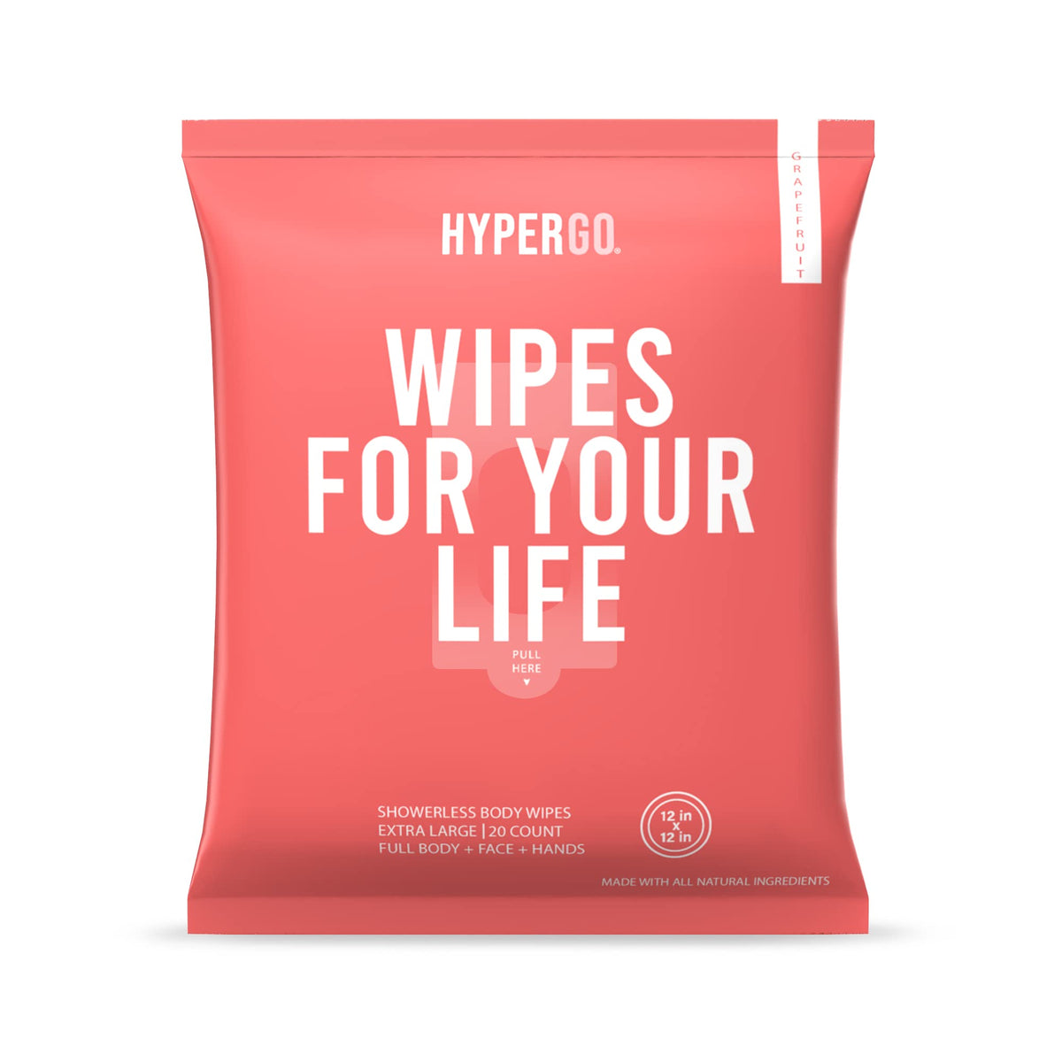 Hypergo Rinse-Free Bathing Wipes, Biodegradable & Hypoallergenic, X-Large Grapefruit, 20 Count