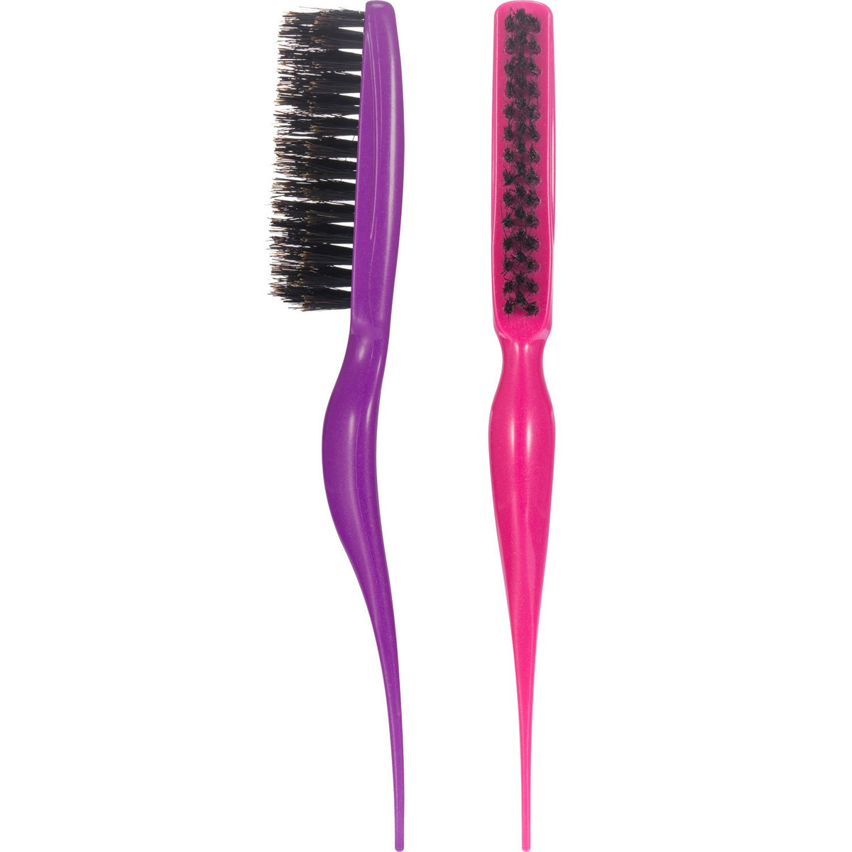 Frienda 2 Pieces Boar Bristle Hair Teasing Brush Comb Set - Fuchsia & Purple, Salon Styling