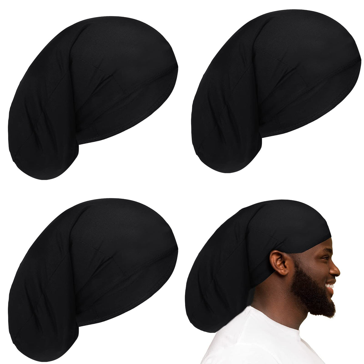 Tatuo Unisex Dreadlock Cap - Long Hair Sleep Bonnet, Medium Black Hair Accessories For Men & Women