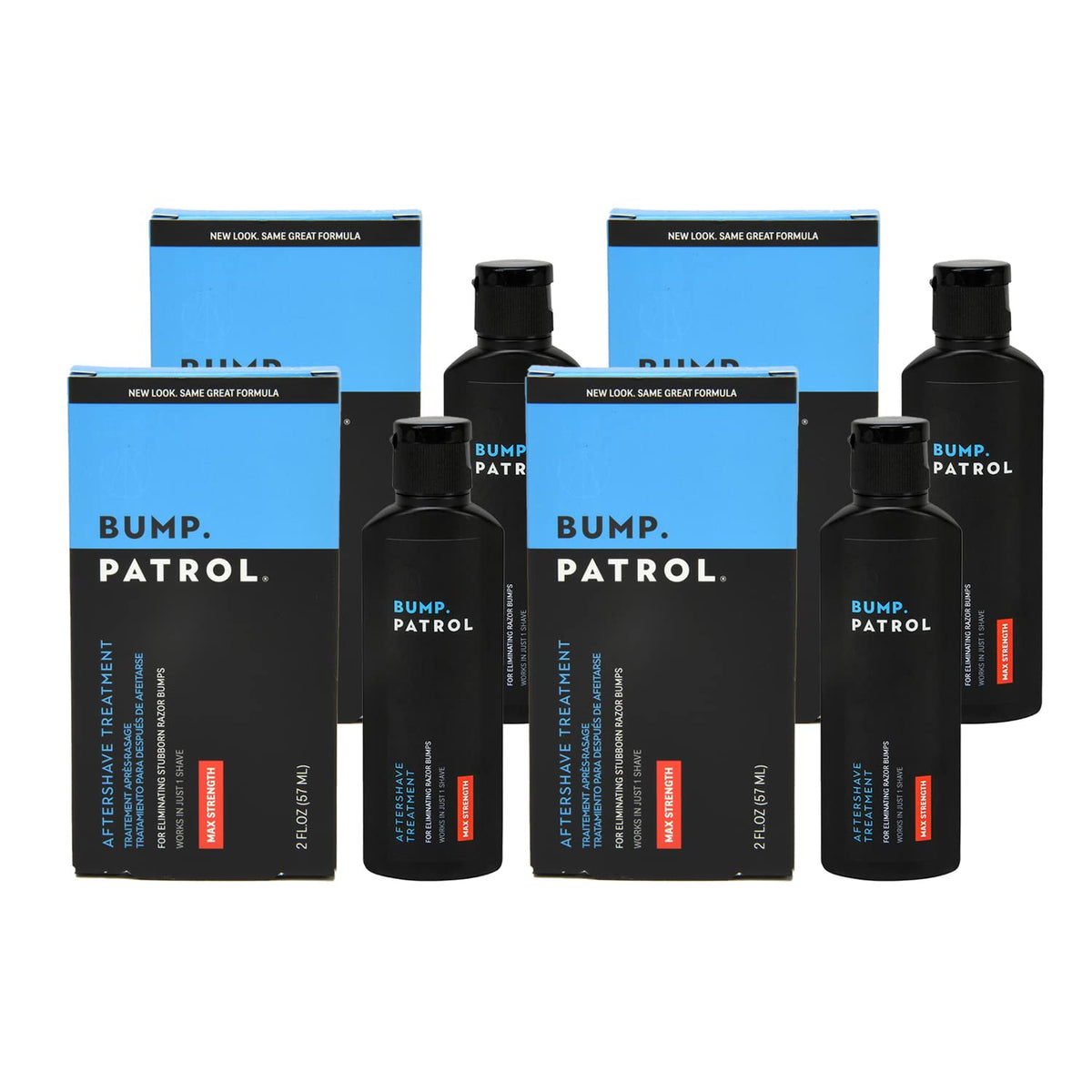 Bump Patrol Aftershave Formula - Maximum Strength Solution For Razor Bumps & Ingrown Hairs, 4 Pack