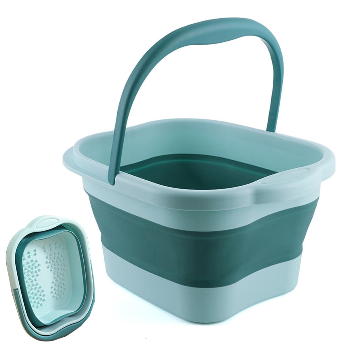 Leemeimei 15L Collapsible Foot Bath Tub With Handle - Foot Spa For Cracked Feet, Green