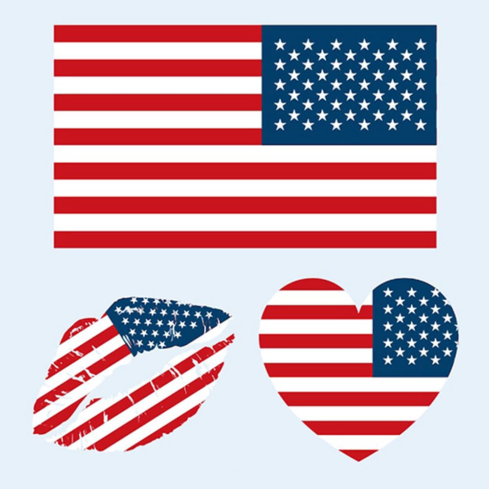 Y&C Tencob American Flag Temporary Tattoos - 25 Sheets, 75 Waterproof Stickers For Kids & Adults