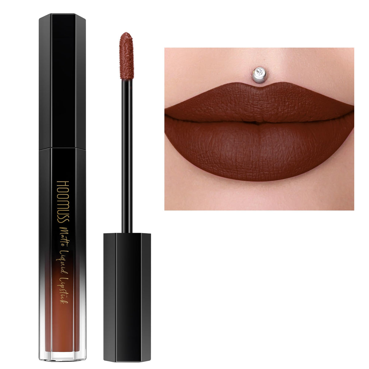 Hoomuss Long Lasting Matte Liquid Lipstick - M50 Chocolate, Non-Transfer, Smudgeproof, Cruelty-Free