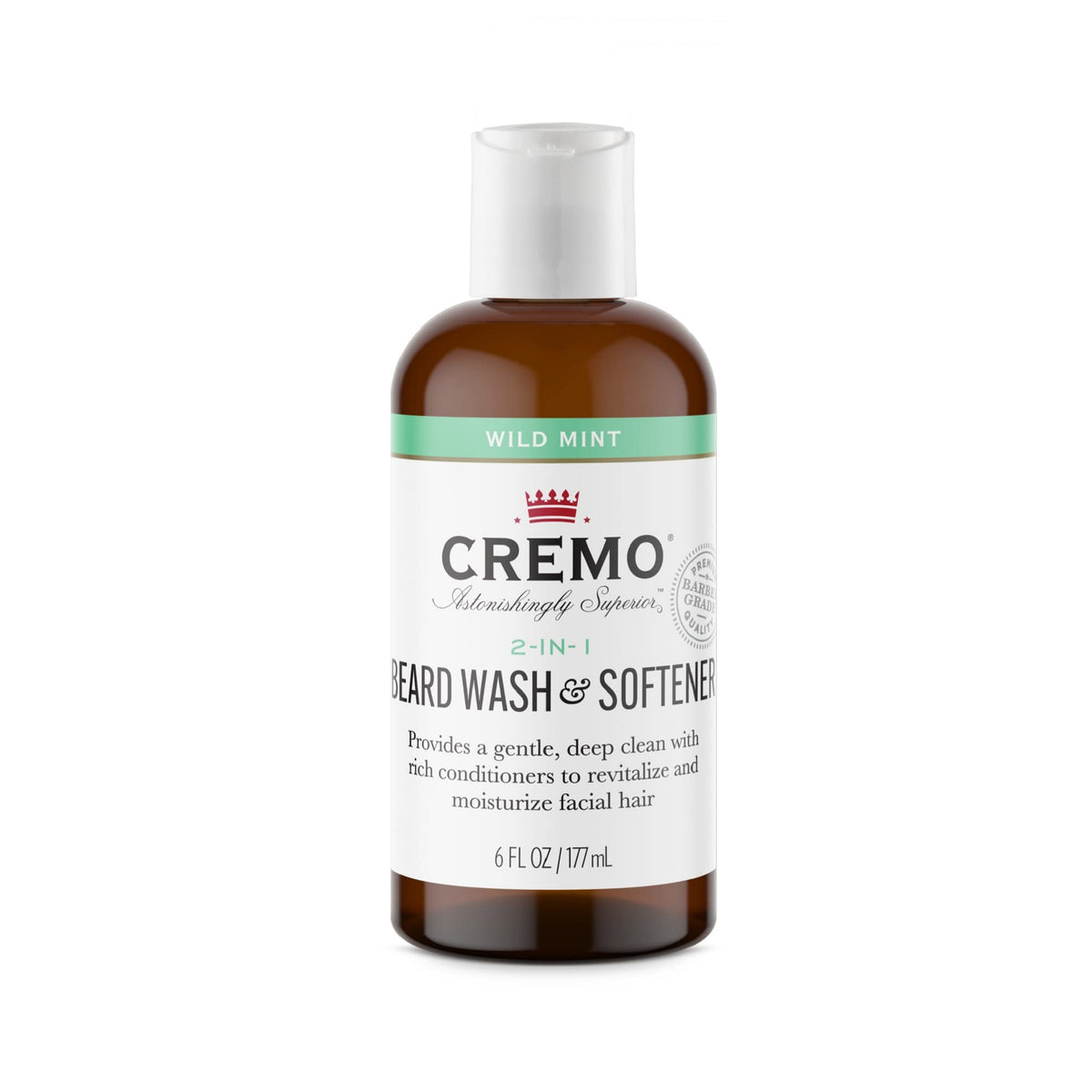 Cremo Wild Mint Beard & Face Wash, 6 Fl Oz - Cleans Coarse Facial Hair, Refreshing Formula