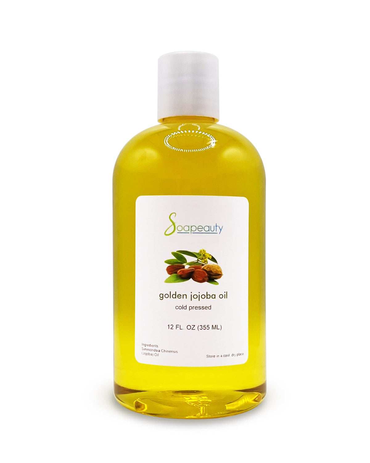 Soapeauty 100% Natural Golden Jojoba Oil, Cold Pressed, 12 Fl Oz - Skin & Hair Growth Massage