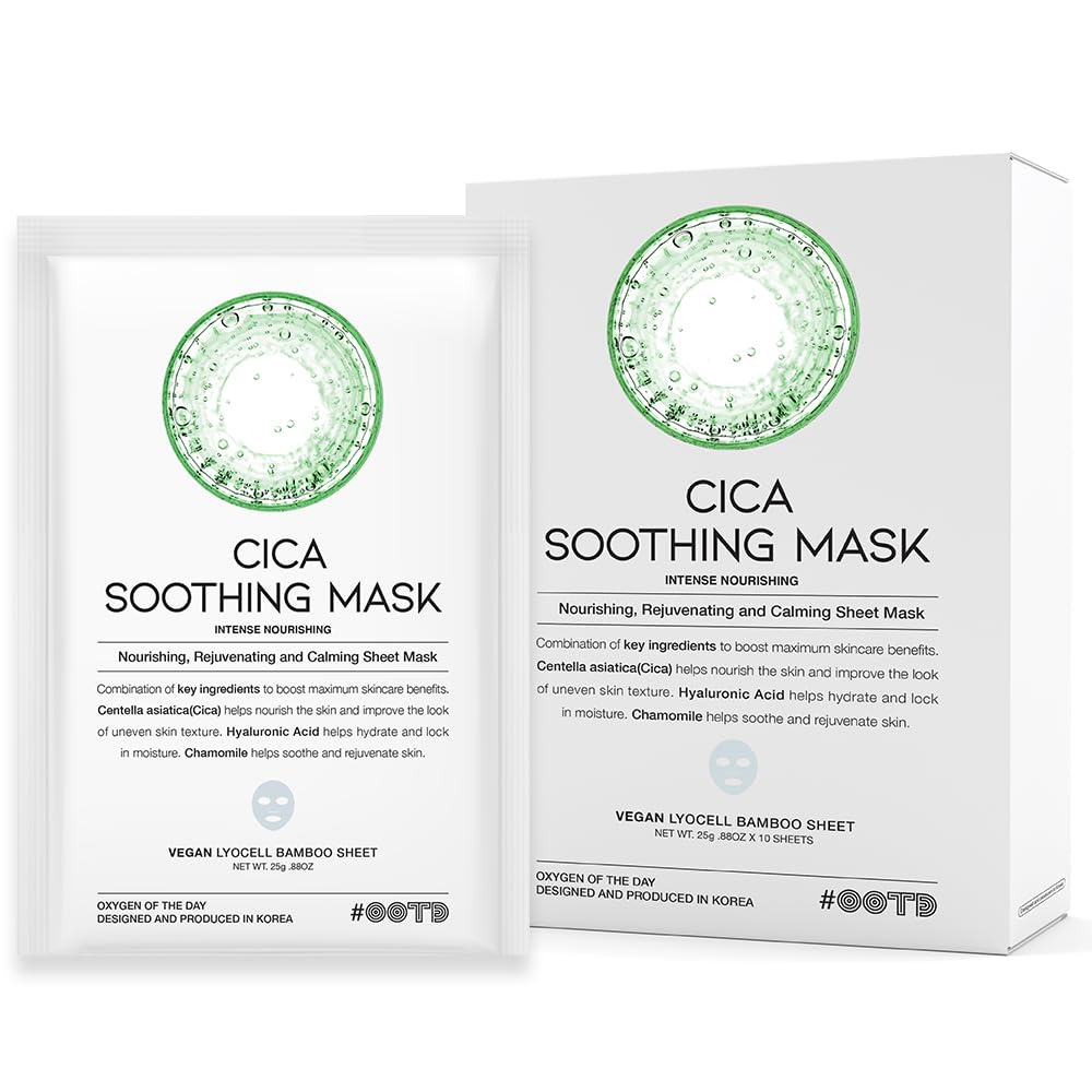 Ootd Cica Soothing Sheet Mask [10 Pack] - Nourishing Korean Beauty With Centella & Hyaluronic Acid