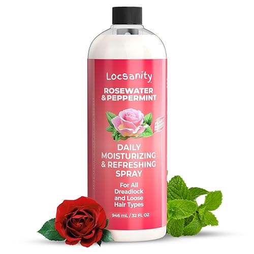 Locsanity Jumbo Rosewater & Peppermint Moisturizing Spray, 32Oz Hydrating Dreadlock Care