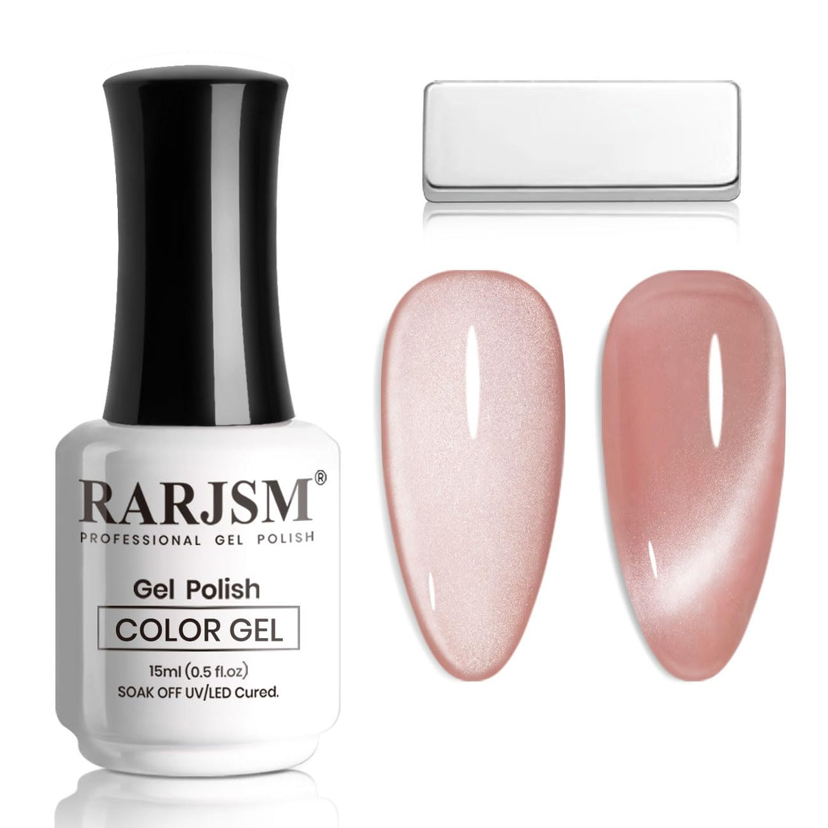 Rarjsm Cat Eye Gel Nail Polish - Nude Pink Silver Glitter 15Ml Uv Led Soak Off Manicure