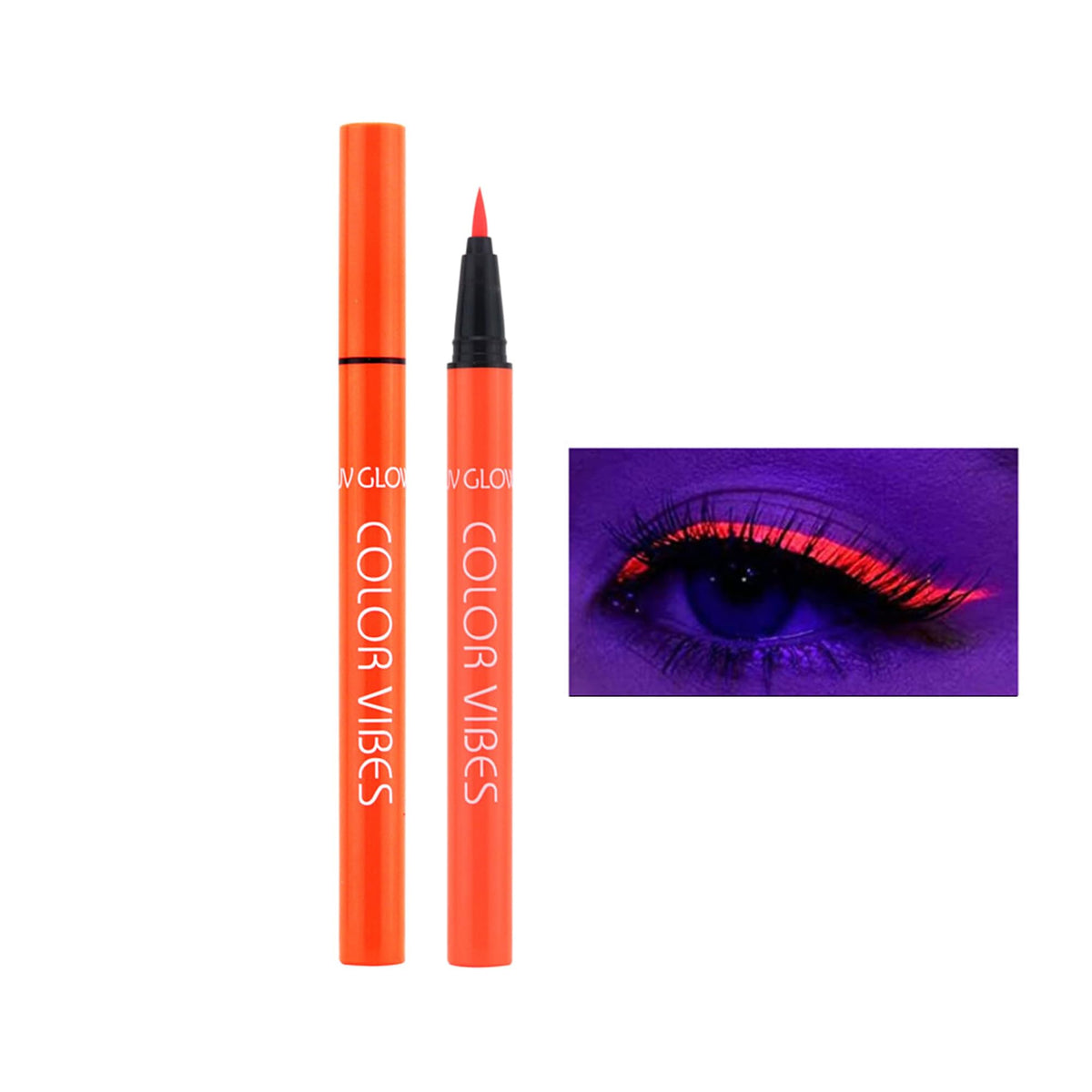 Wismee Neon Orange Uv Glow Liquid Eyeliner - Waterproof, Smudgeproof, Long Lasting, 1 Count