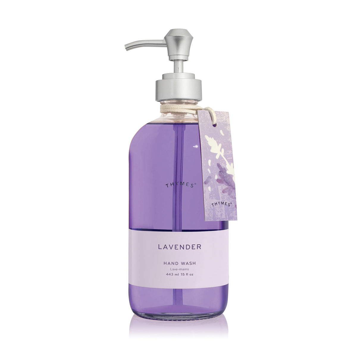 Thymes Lavender Hand Wash With Pump - Hydrating Liquid Soap, 15 Fl Oz, Calming Lavender Scent