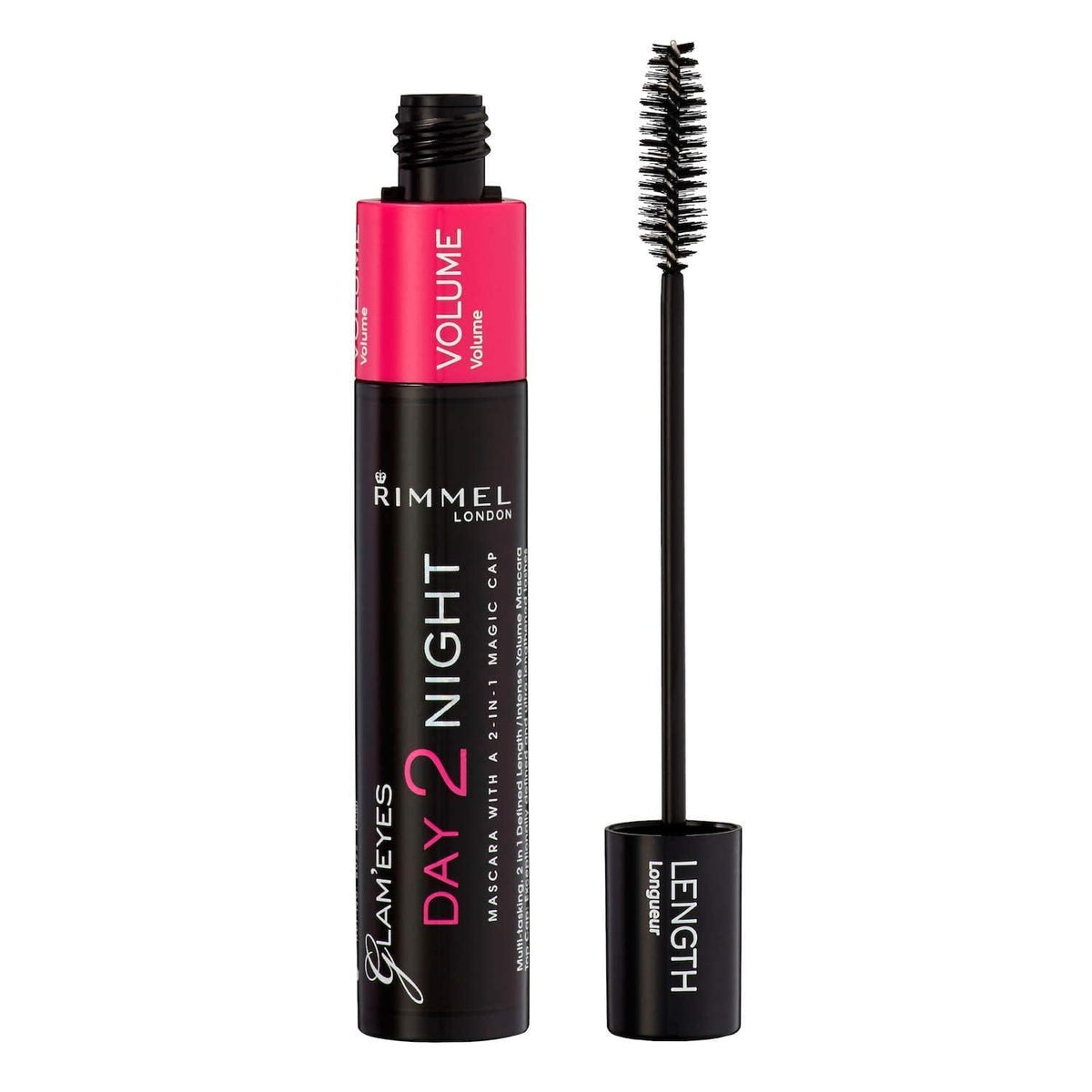 Rimmel Glam'Eyes Day 2 Night Mascara, Black - 0.32 Fl Oz, Long-Lasting Volume & Definition