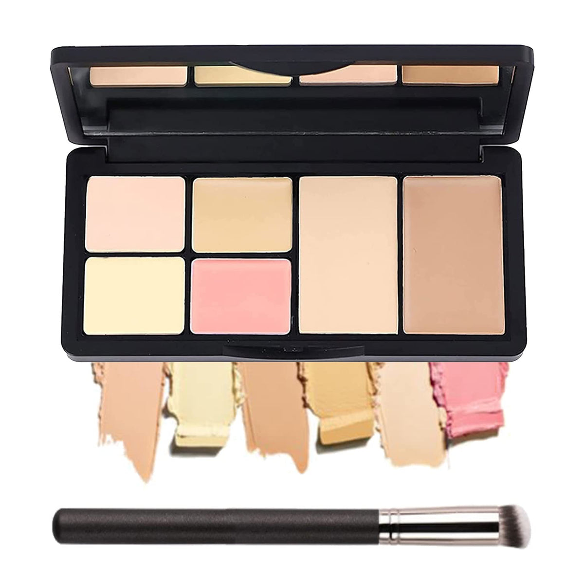 Eakroo 6 Colors Concealer Palette With Brush - Contour & Highlight Dark Circles, Blemishes