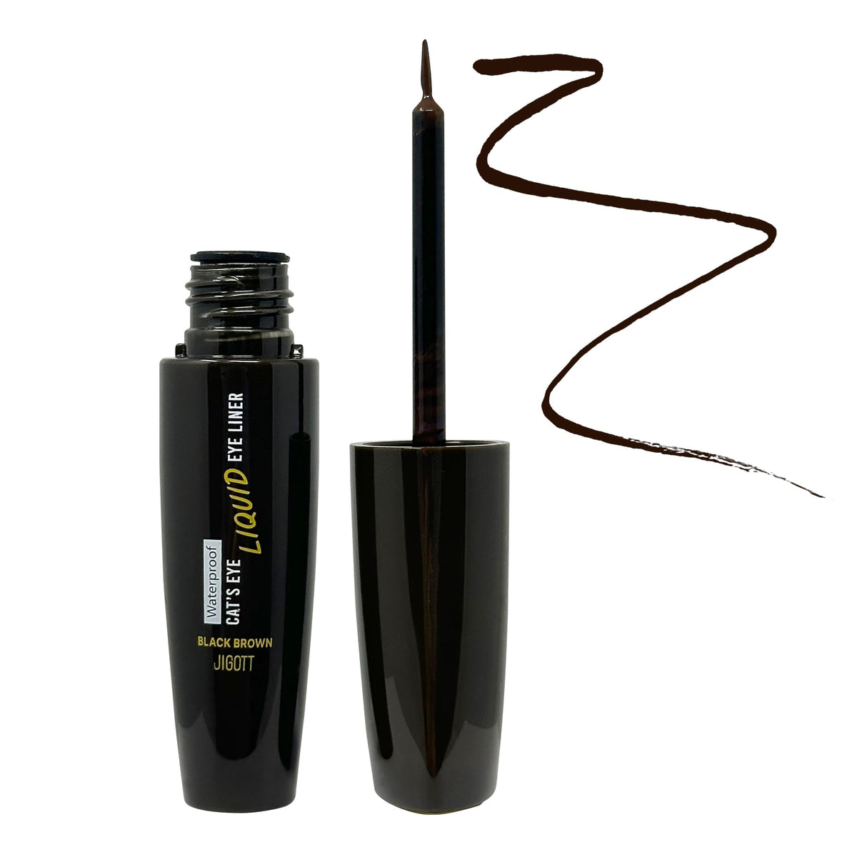 Jigott Cat'S Eye Waterproof Liquid Eyeliner (Black Brown) - Smudge-Proof, Long-Lasting Korean Makeup