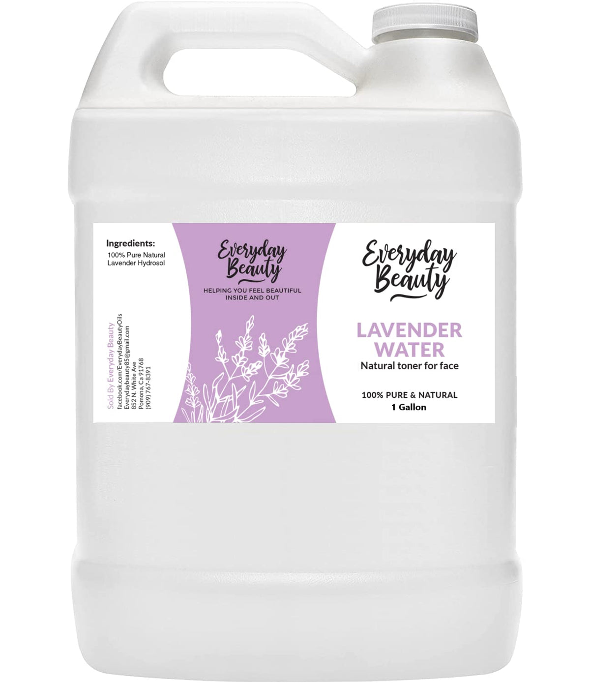 Everyday Beauty Lavender Hydrosol Facial Toner - 1 Gallon All-Natural Hydrating Mist