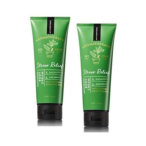 Bath & Body Works Aromatherapy Stress Relief Eucalyptus & Spearmint Body Cream 2 Pack, 8 Oz.