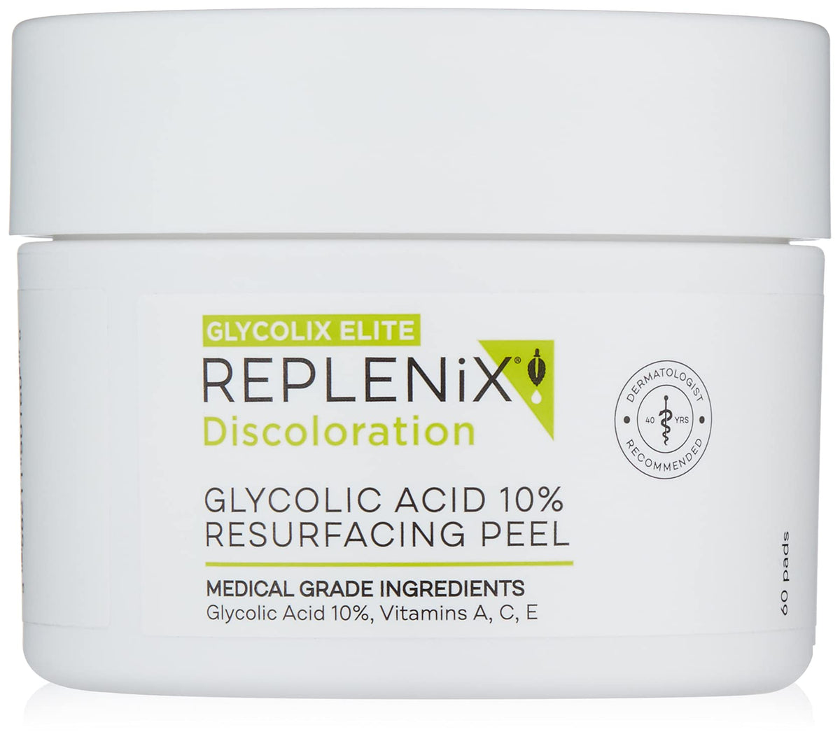 Replenix Glycolic Acid 10% Resurfacing Peel Pads For Discoloration & Acne - 60 Count