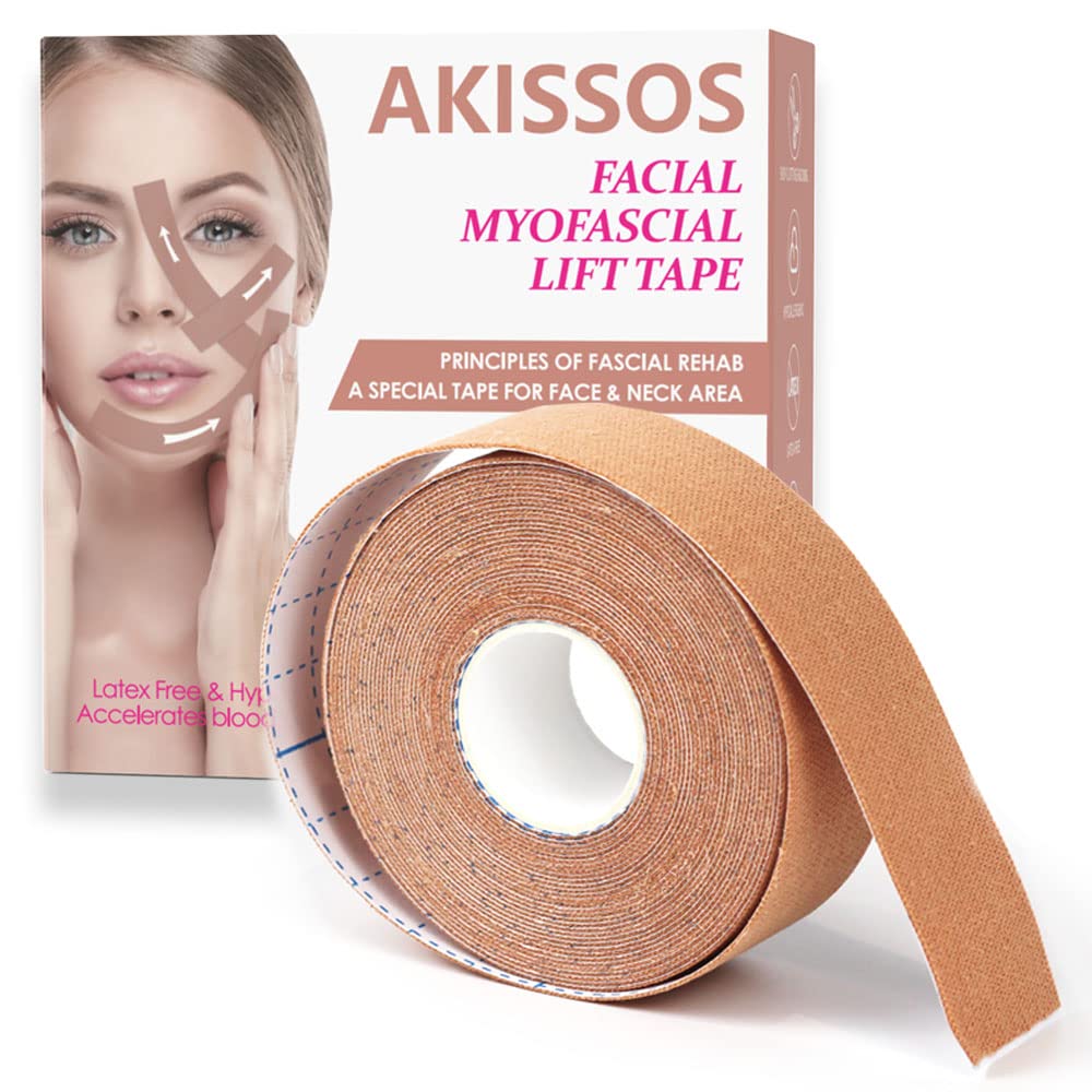 Akissos Myofascial Lift Tape - Face & Neck Firming Anti-Wrinkle Patches, 2.5Cm X