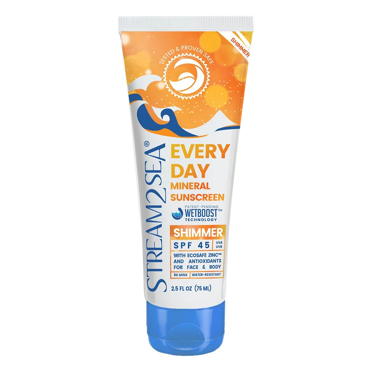 Stream 2 Sea Spf 45 Shimmer Mineral Sunscreen 2.5 Fl Oz - Biodegradable, Reef Safe, Non-G