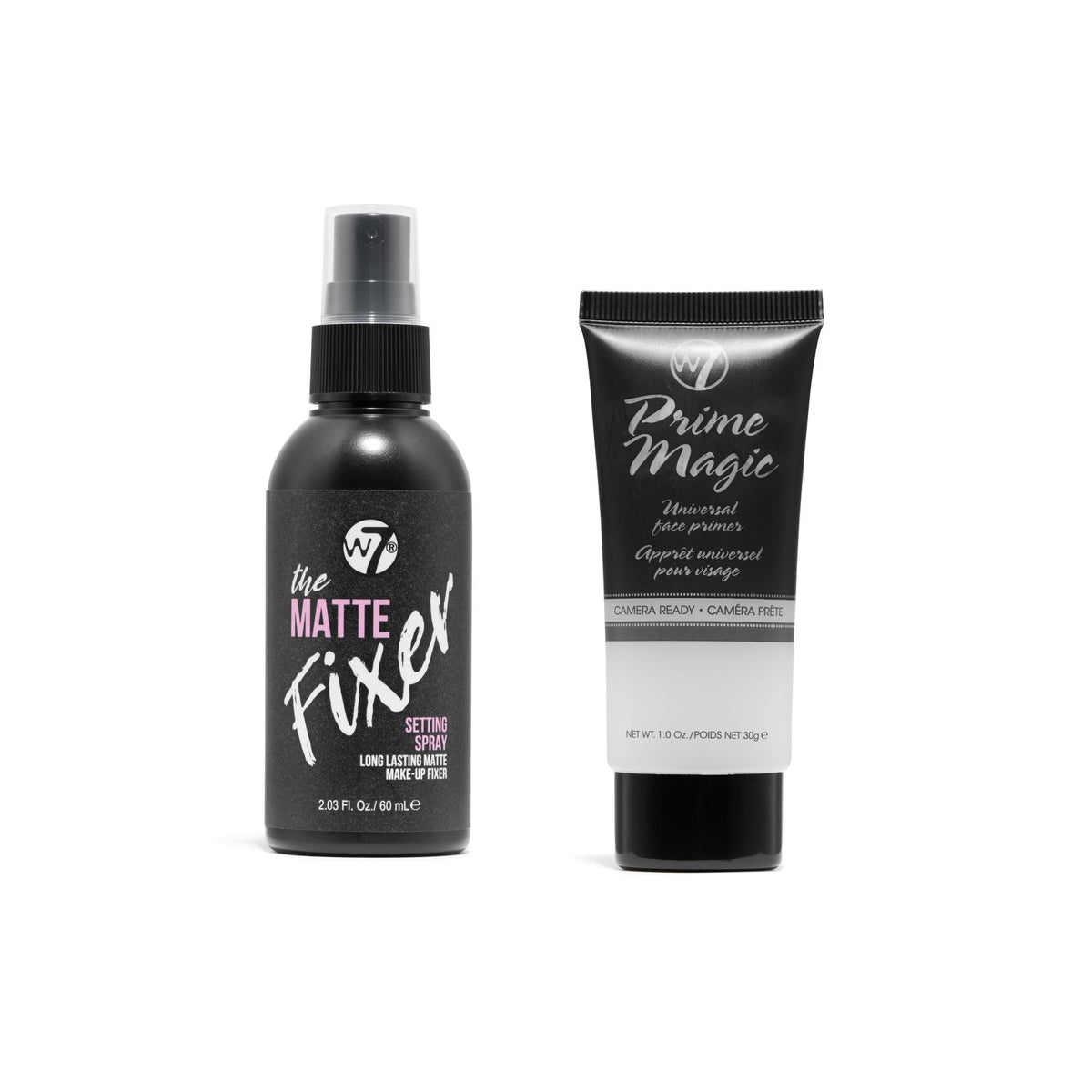 W7 The Fixer Matte Set - Setting Spray & Primer Duo For Natural Matte Finish, Pack Of 2