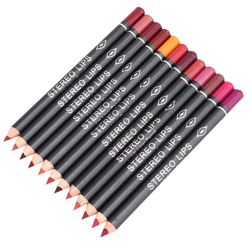 Mrisata 12Pcs Lipliner Set - Waterproof Matte Lip Liner Pencils In Red For Perfect Lip Makeup