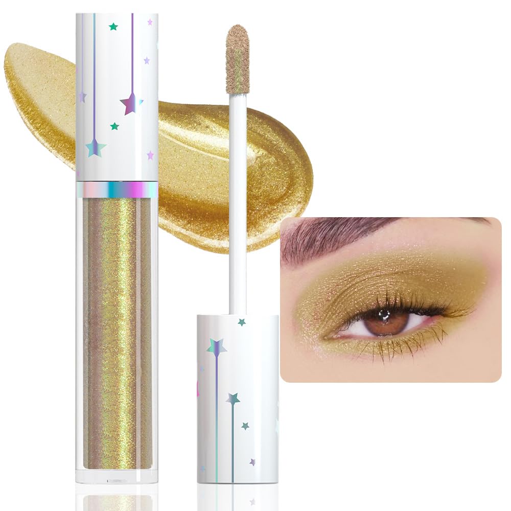 Evpct Liquid Shimmery Glitter Eyeshadow Stick, Satin Sheen Gold, Waterproof, High Pigment