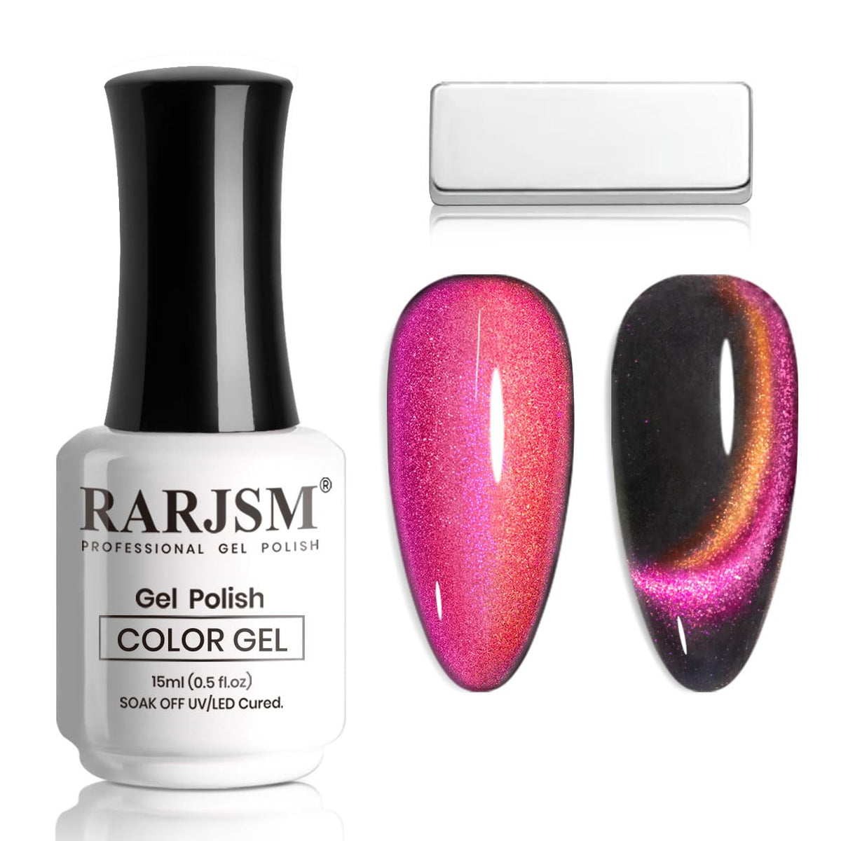 Rarjsm Cat Eye Gel Nail Polish, Orange To Purple Glitter, 15Ml Uv Led Soak Off For Nail Art