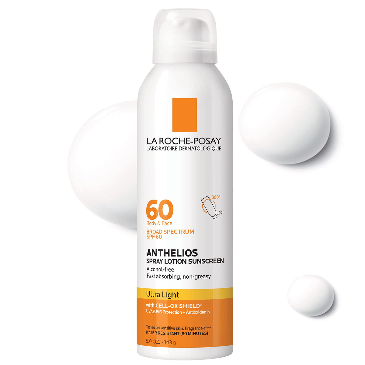 La Roche-Posay Anthelios Spf 60 Ultra-Light Sunscreen Spray For Face & Body, 5 Fl Oz