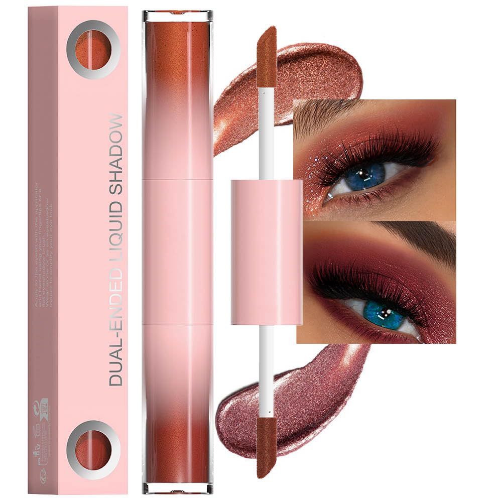 Evpct Dual-Ended Shimmer To Glitter Liquid Eyeshadow - Waterproof Brown & Red Shimmer 1 Count