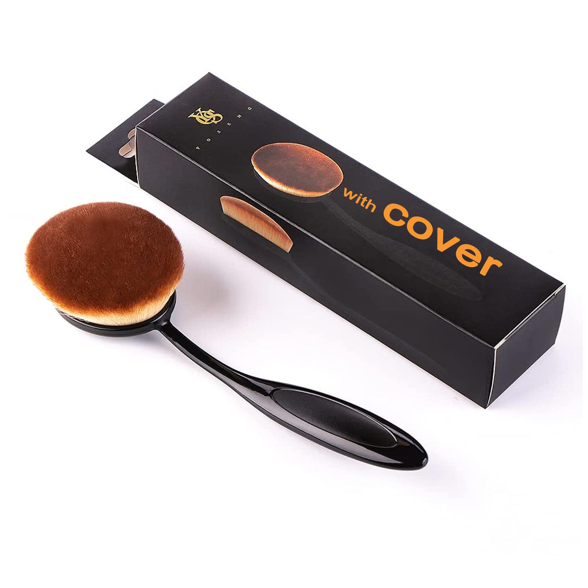 Yoseng Oval Foundation Brush With Cover - Large Toothbrush Makeup Brush For Flawless Application