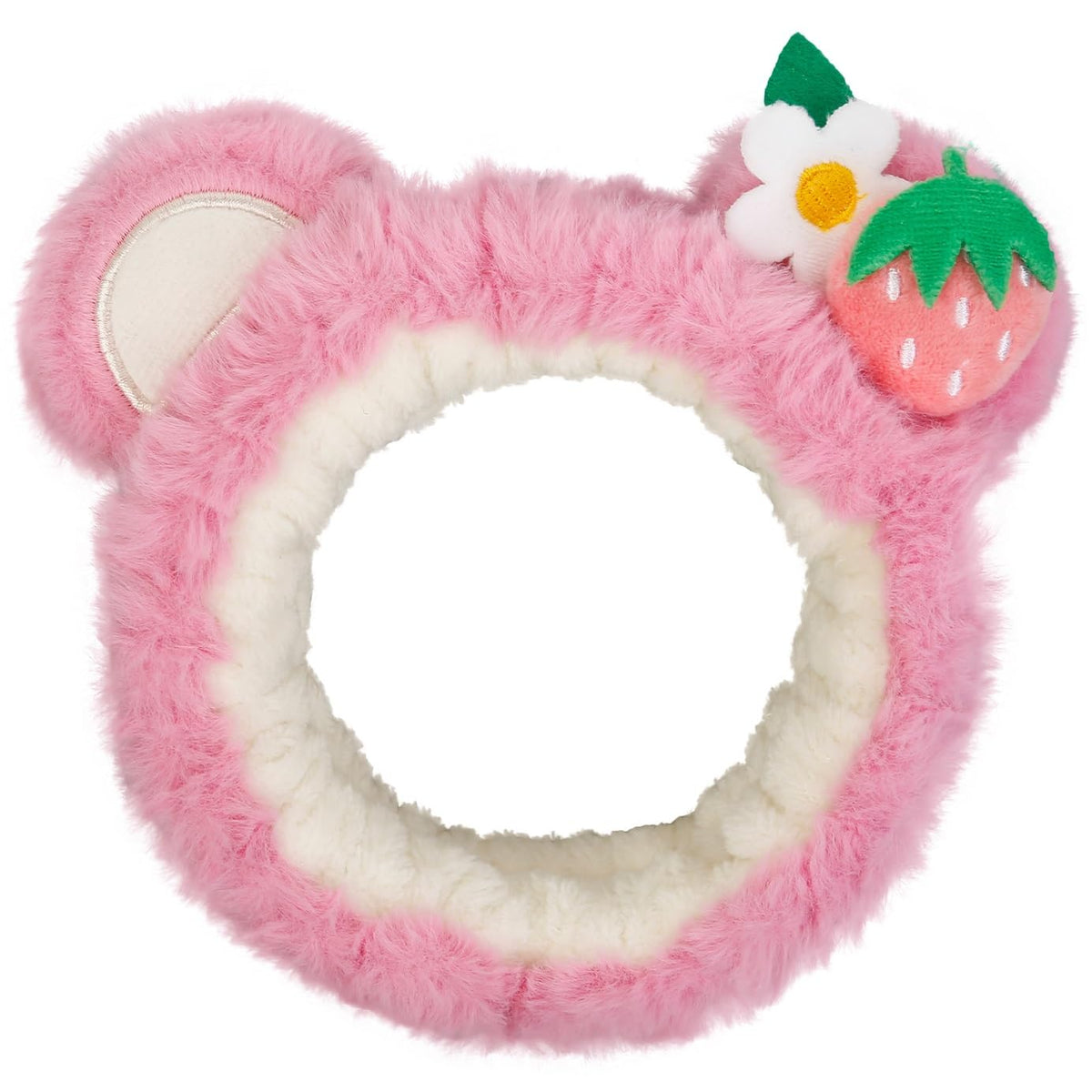 Huachi Pink Bear Ears Skincare Headband - Soft Elastic Hairband For Makeup & Spa, 1 Count