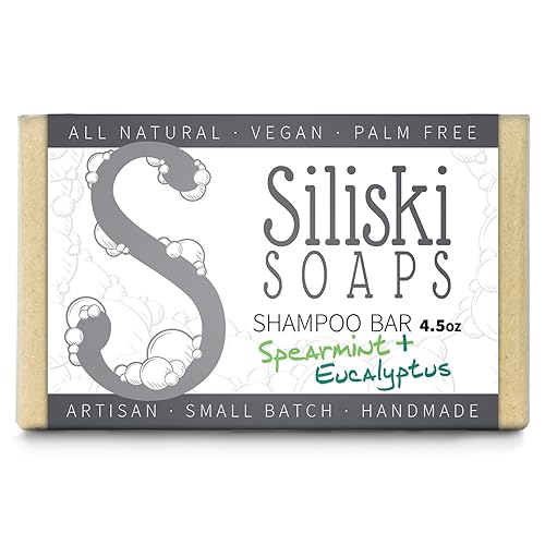 Simple Skincare Shampoo Bar By Siliski Soaps - All Natural Vegan Spearmint Eucalyptus, 4.5 Oz