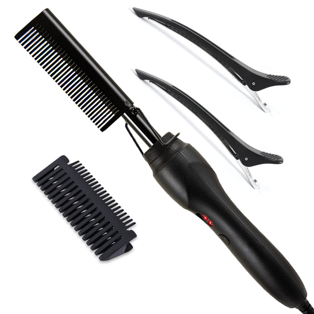 Leeons Hot Comb - Electric Hair Straightener Comb For Black Hair, 1 Count, Black