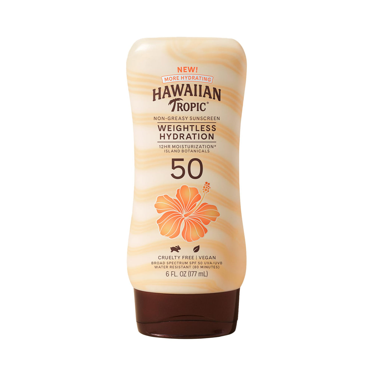 Hawaiian Tropic Spf 50 Weightless Hydration Lotion Sunscreen, 6Oz, Oxybenzone Free