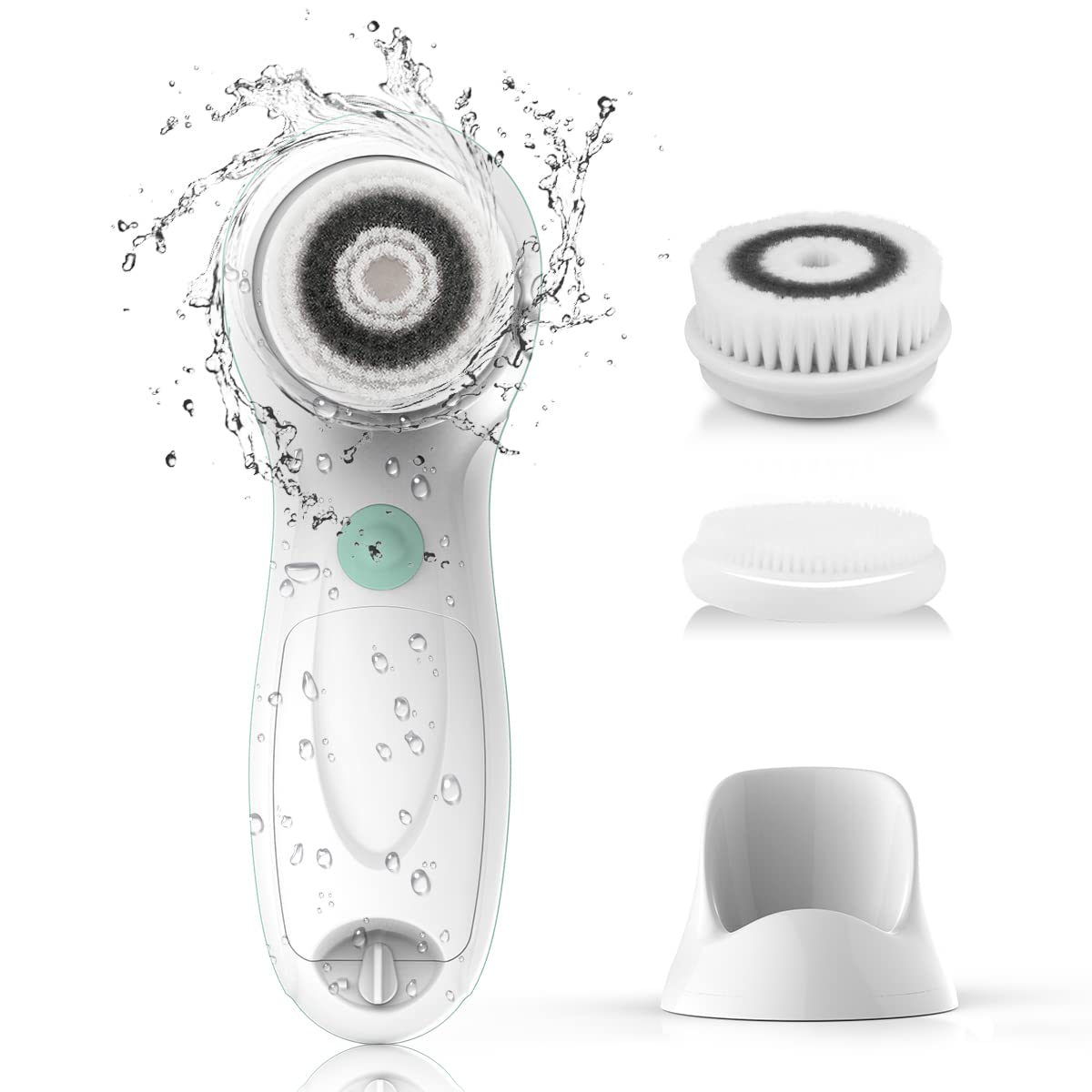 Touchbeauty Facial Cleansing Brush - 3 Brush Heads, 2 Speeds, Ipx5 Waterproof, Battery-Powered