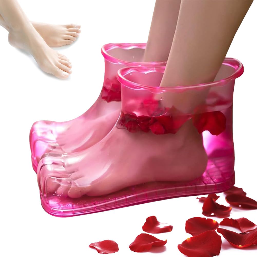 Chpbolly Portable Massage Foot Bath Shoes - Pvc Pink Spa Foot Soak For Relaxation And Pedicure