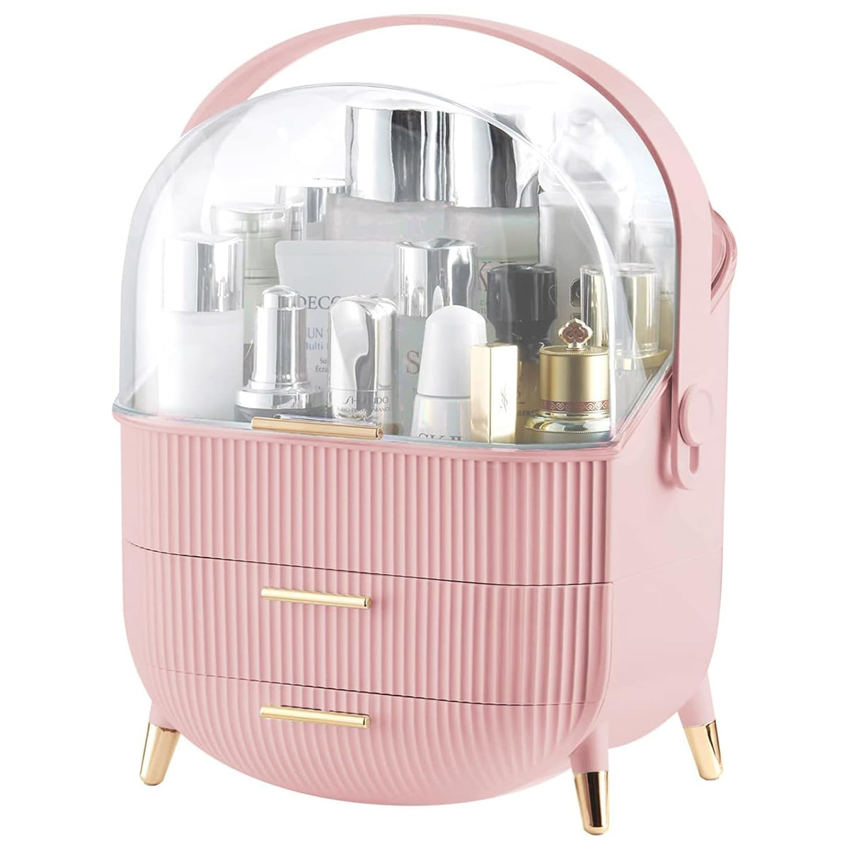 Gltaylmy Pink Makeup Organizer With Drawers & Lid - Cosmetic Display Case For Vanity & Bathroom