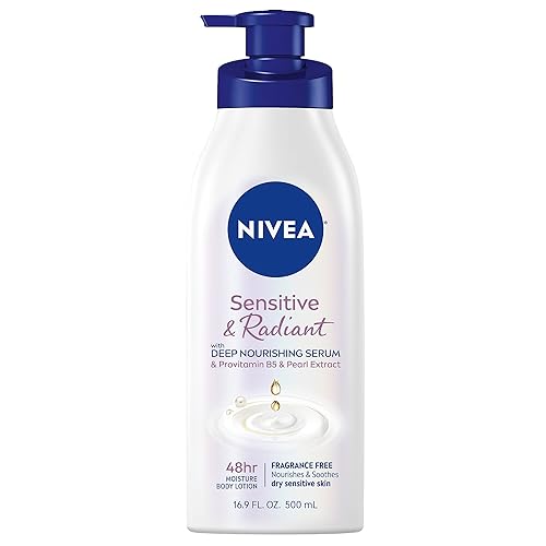 Nivea Unscented Sensitive Skin Body Lotion, Hypoallergenic Formula, 16.9 Fl Oz Pump