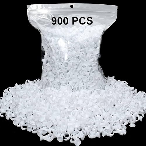 Aliory 900PCS Glue Rings for Eyelash Extensions - Disposable Lash Fan Blossom Cups, White