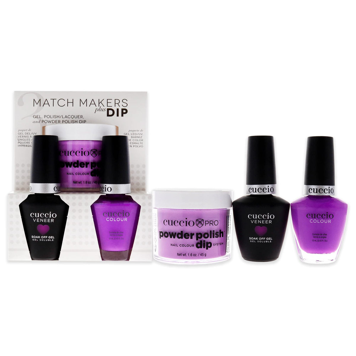 Cuccio Colour Matchmakers Plus Nail Dip Kit - Chakra - 3 Pc Mani-Pedi Set, 0.82 Fl Oz