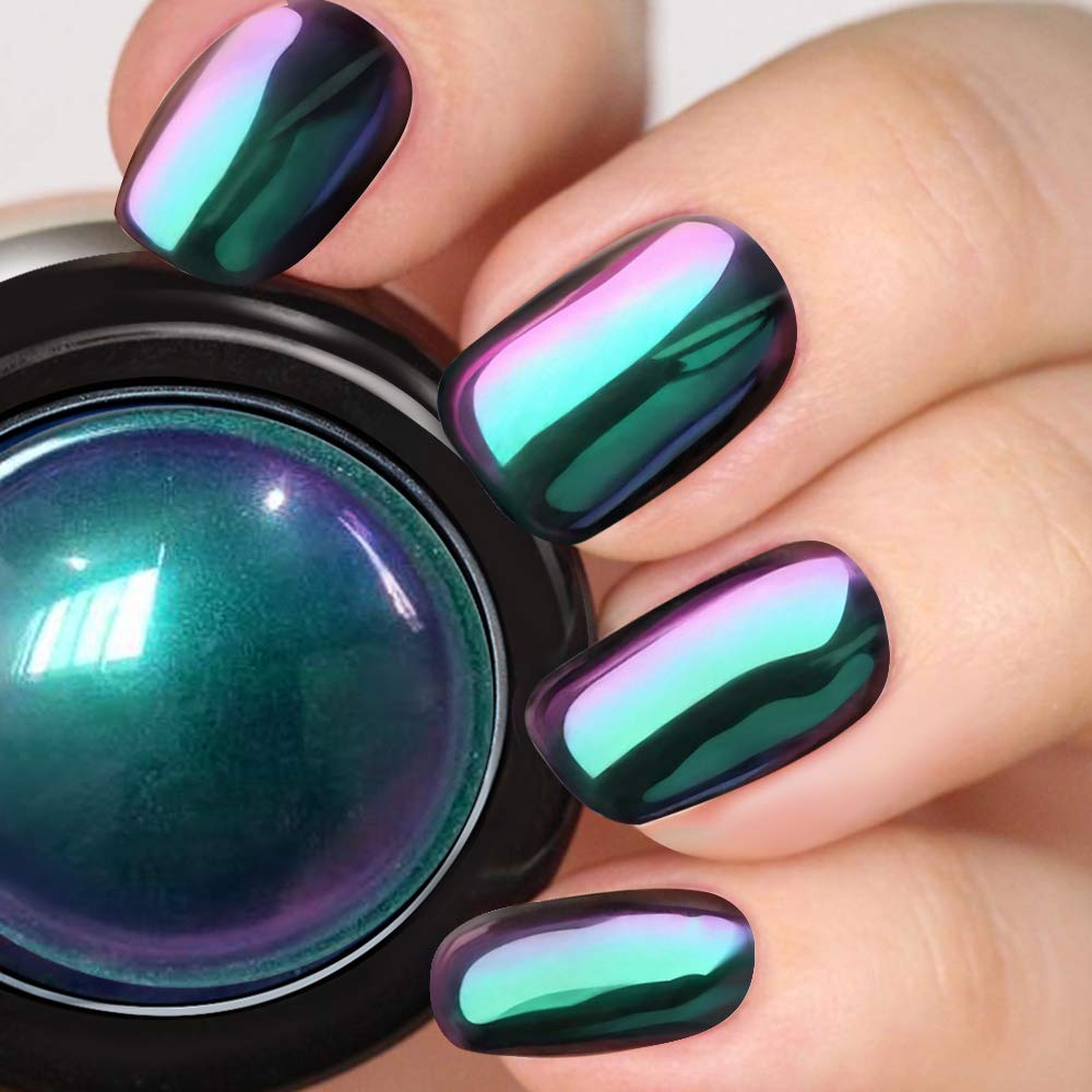 PrettyDiva Chameleon Chrome Nail Powder - Ombre Multi-Chrome Pigment in Fairy Finish