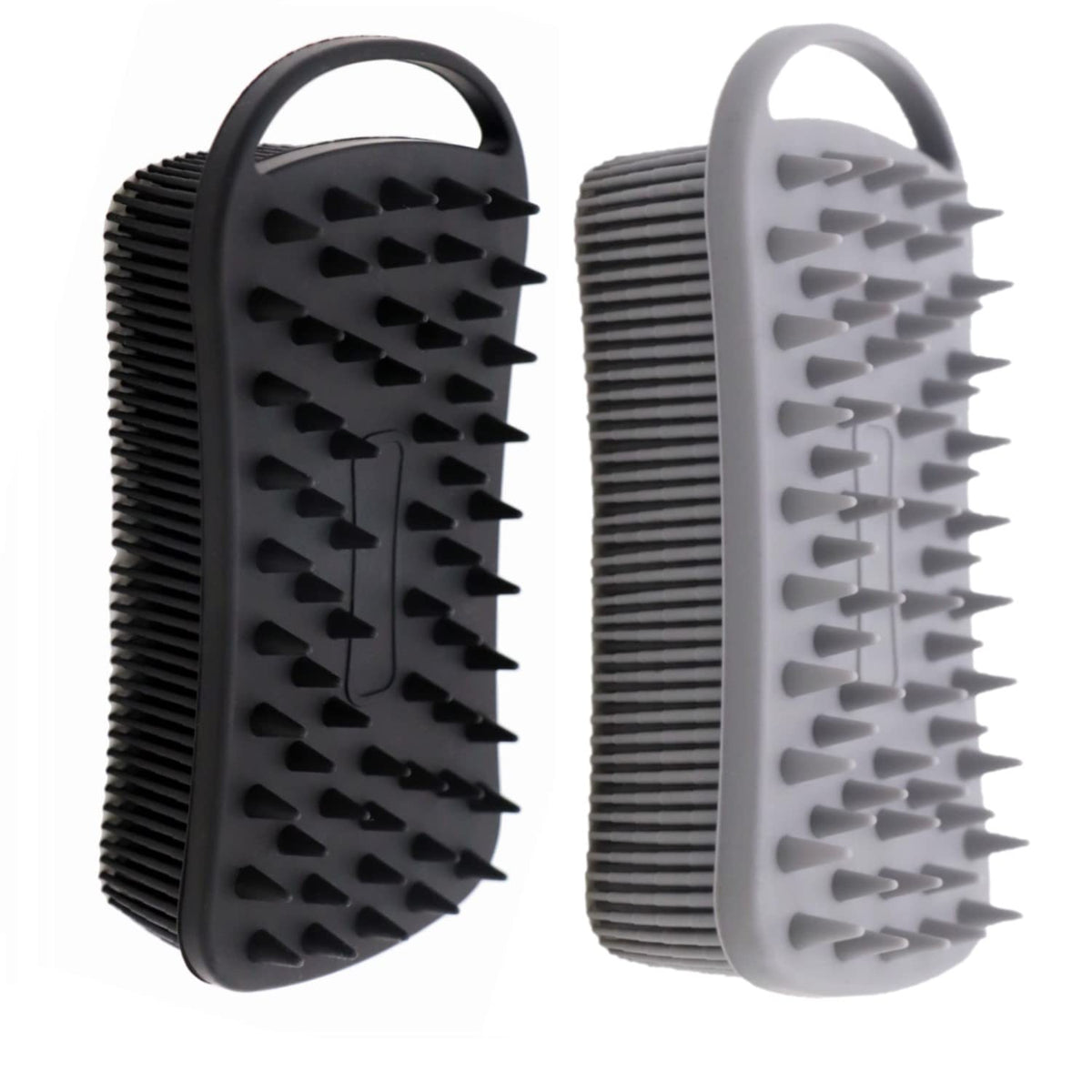 Cinlitek 2Pack Dual Sided Silicone Body Scrubber For Exfoliating & Massage, Black & Dark Gray