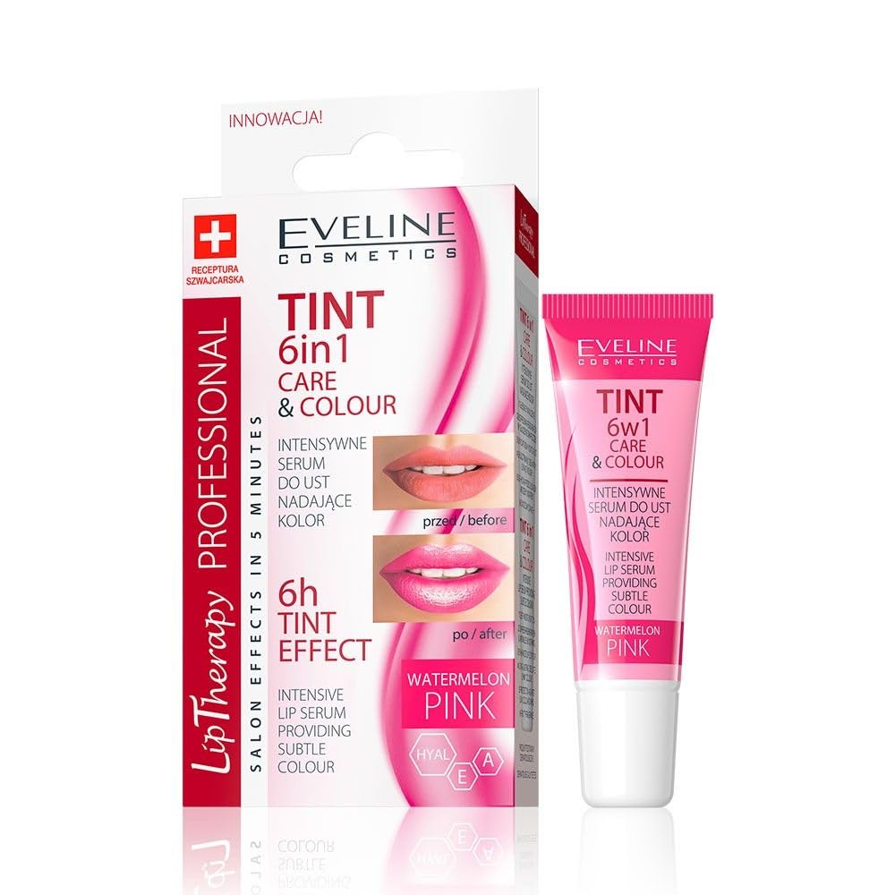 Eveline Cosmetics Lip Therapy 6-In-1 Moisturizer & Color Balm - Watermelon Pink, 1 Count