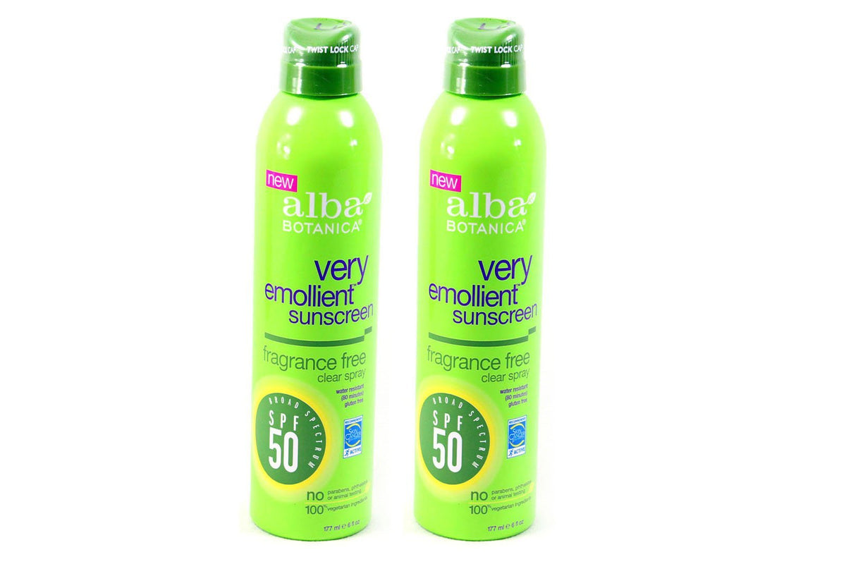 Alba Botanica Spf 50 Sunscreen Spray, 6 Oz, Clear, Fragrance-Free, 2 Pack