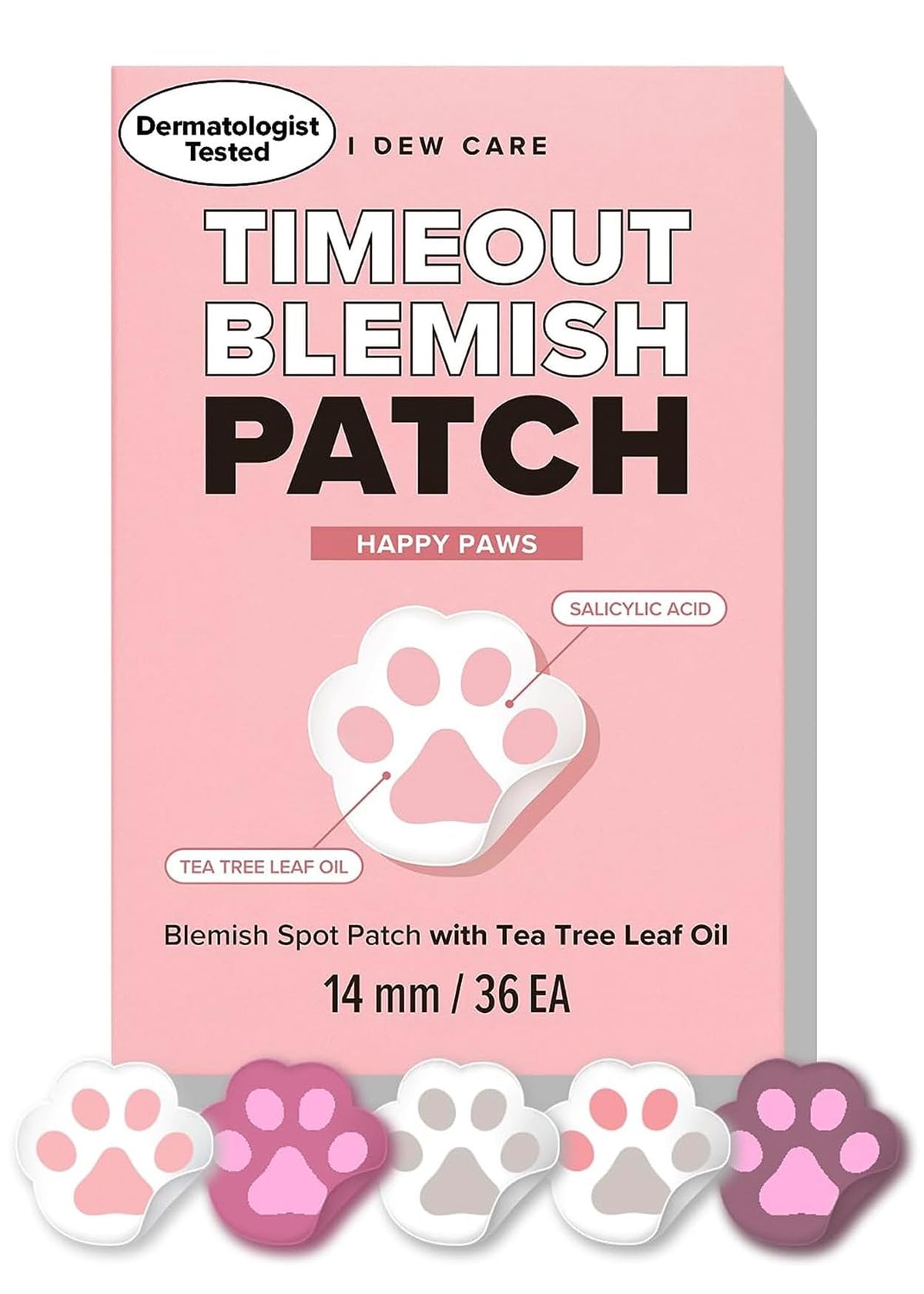 I Dew Care Hydrocolloid Acne Pimple Patch - 36 Count, Tea Tree Oil, Cute Happy Paws Design