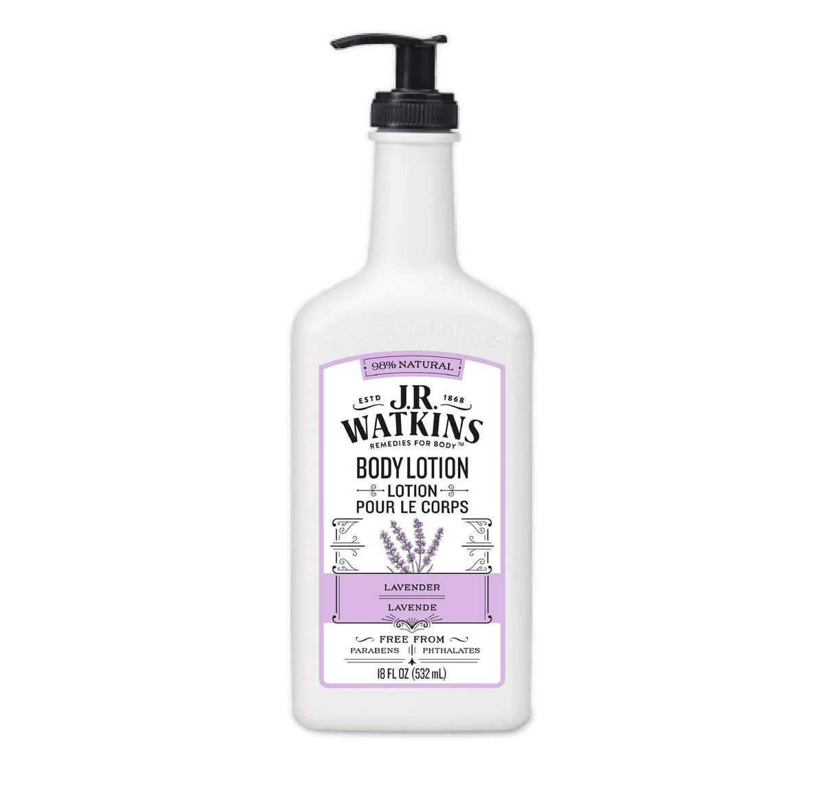 J.R. Watkins Lavender Daily Moisturizing Lotion, 18 Fl Oz - Hydrating Body Cream With Shea & Cocoa Butter