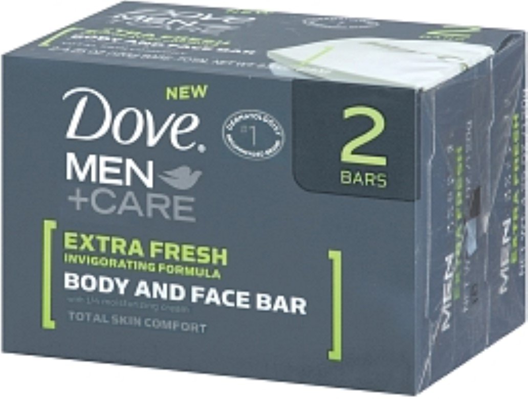 Dove Men+Care Extra Fresh Body And Face Bath Bar, 2 Count - Refreshing Cleanse